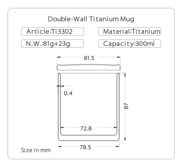 Термостакан GORAA Titanium с крышкой 0,3L (Титан; 300мл)